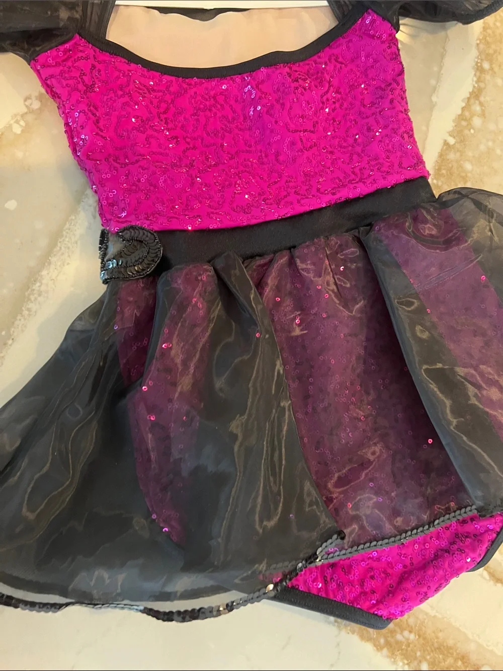 Weissman Black & Hot Pink Sequin Dance Costume Kids